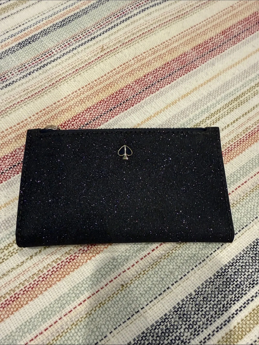 kate spade glitter zip-around wallet